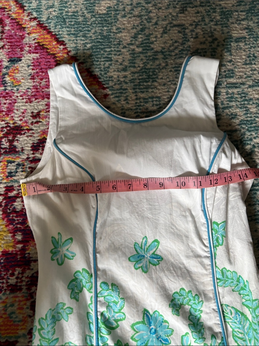 Lilly Pulitzer White Mini Dress with Aqua Floral Print - Picture 5 of 7